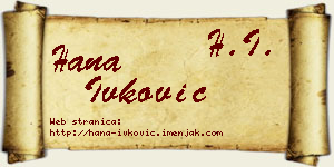 Hana Ivković vizit kartica